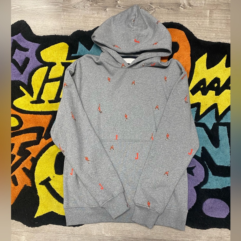 Gray Hoodie with Red Jumpman logo